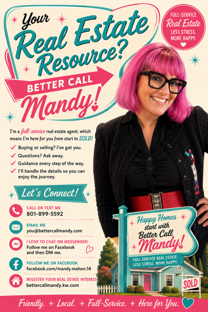 Mandy Florence Mahon, Better Call Mandy Utah real estate agent, offering friendly full-service support for home buyers and sellers.