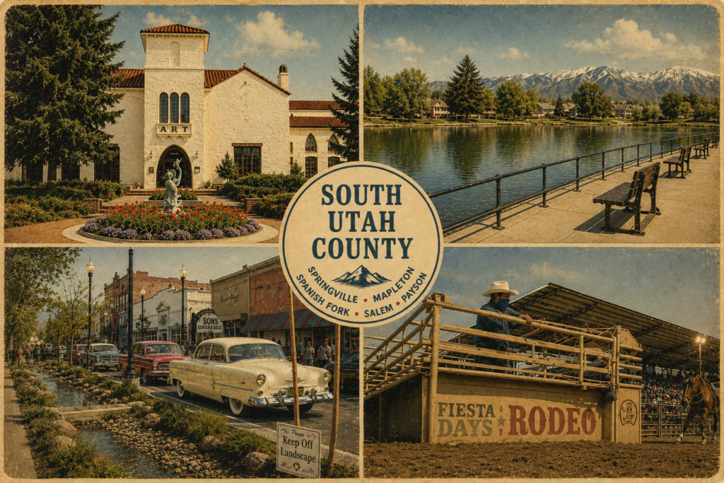 South Utah County landmarks representing Springville, Spanish Fork, Salem and surrounding communities
