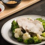 Chicken, Broccoli, & Cauliflower with Soy & Wasabi Dip