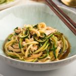 Stir-fried Zucchini "Noodles" with Yu Xiang-flavored Chicken