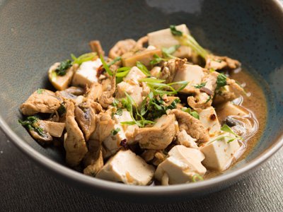 Spicy Tofu with Chicken and Mushrooms