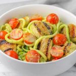 Pesto Zucchini Noodles with Grilled Chicken